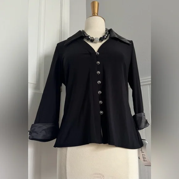 New with tags! Joseph Ribkoff black fit-&-flare blouse! - Picture 8 of 15